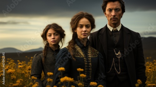 artistic dramatic family portrait in 19th century style
