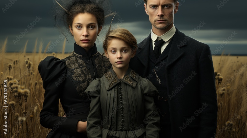 artistic dramatic family portrait in 19th century style artistic dramatic family portrait in 19th century style