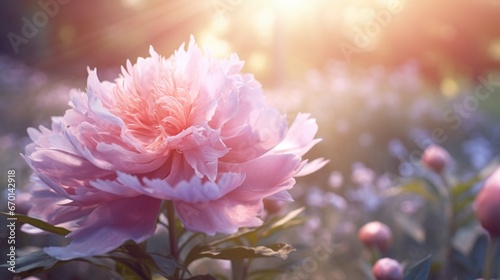 pink peony flower in spring