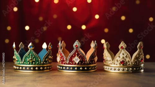 Wise Men from the East and Their Royal Crowns at Christmas photo