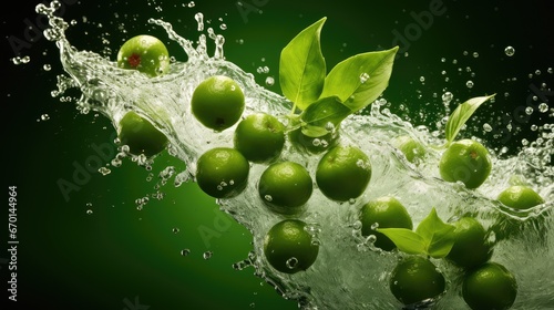 green apple with drops