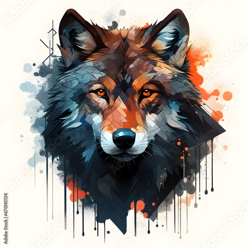 illustration of a wolf, colored
