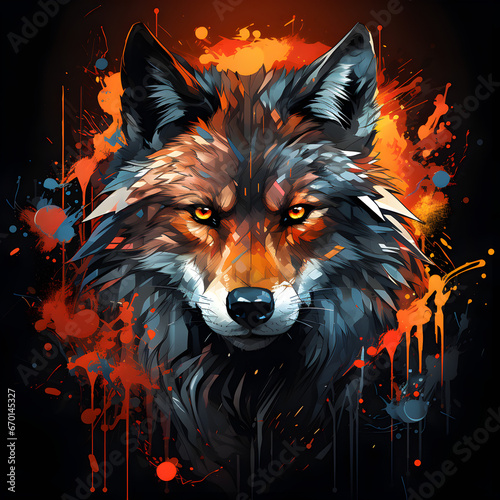 illustration of a wolf, colored

