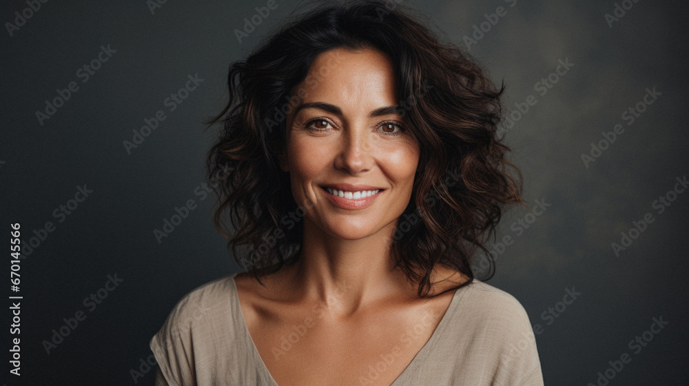 Portrait of a beautiful smiling businesswoman in beige suit. Portrait of a beautiful smiling businesswoman in beige suit.