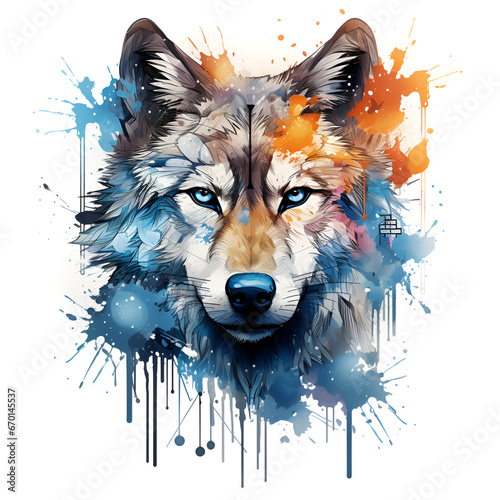 illustration of a wolf, colored
