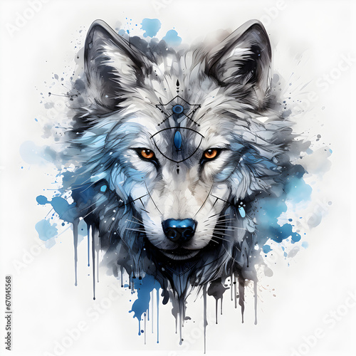 illustration of a wolf, colored
