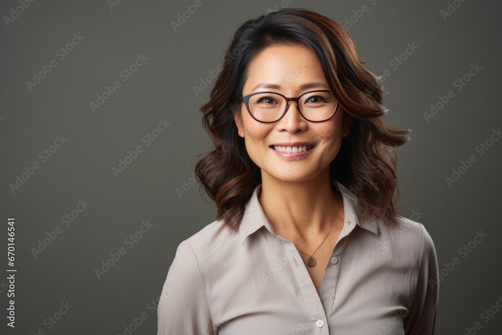 Portrait of a beautiful Asia woman on background.