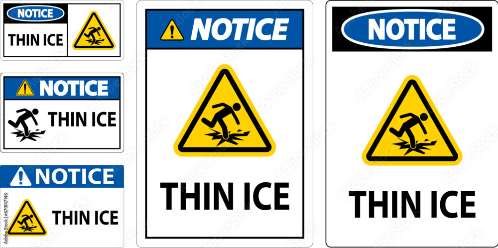 Fototapeta premium Water Safety Sign Danger - Thin Ice