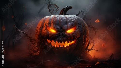 Scary Pumpkin with Smoke Effect