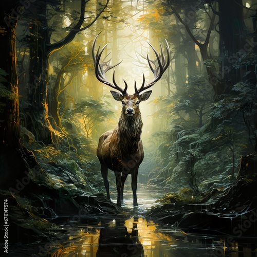 deer in the forest © Wall Art Galerie