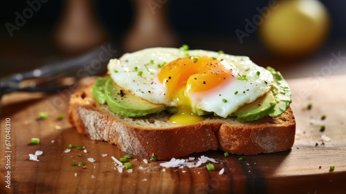 Delicious Breakfast, Toast with Egg and Avocado