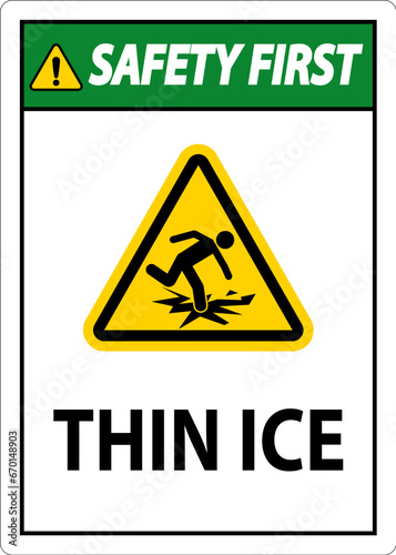 Water Safety Sign Danger - Thin Ice