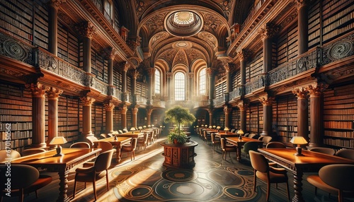 Grandeur of Sunlit Library