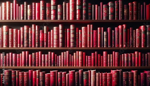 Mesmerizing Red Gradient on a Grand Bookshelf