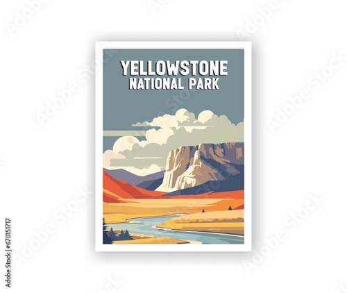Yellowstone National Parks Illustration Art. photo
