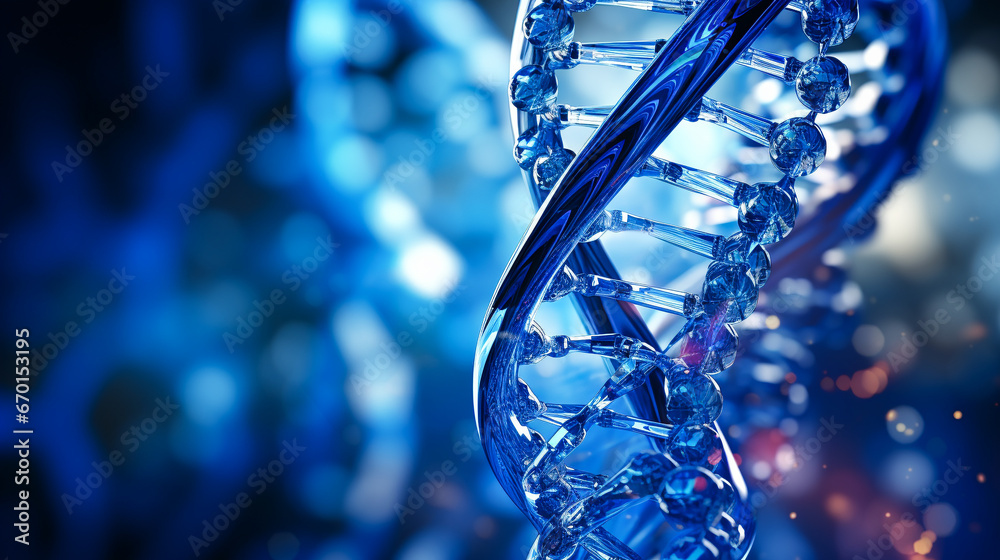  Graphical representation of the DNA chain. AI generativ. - obrazy, fototapety, plakaty 