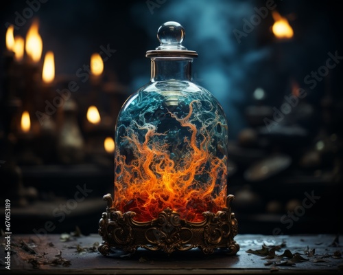 Mystical potion in ornate jar photo