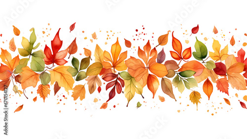 Watercolor autumn abstract background with maple leaves