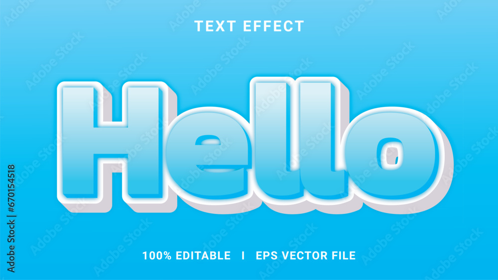 Modern editable hello text effect 3d text effect