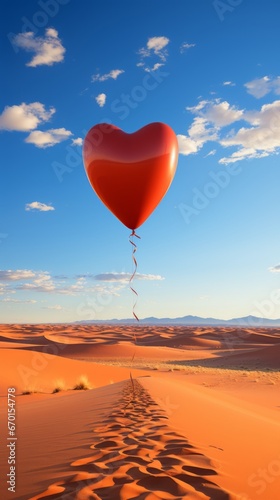 Red heart balloon against blue sky