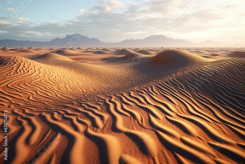 Photo 3D rendering of a vast arid landscape with striped patterns