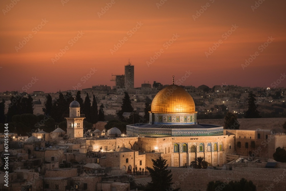 Jerusalem iconic landmark. Generative AI