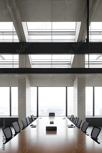An elegant and empty meeting boardroom with a presentation