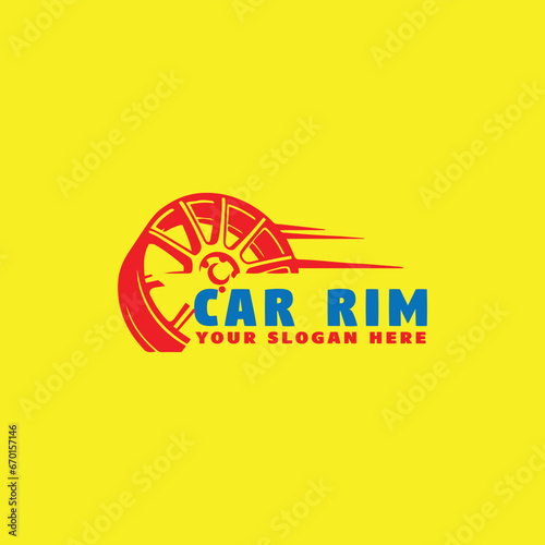 car tire rim shop logo design vector