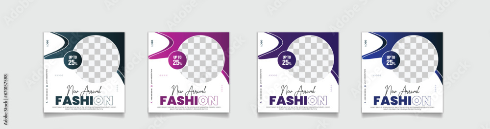 Fototapeta premium Bundle of editable Modern Social Media Post Feed Banner Templates for Sale and Discount Promotions
