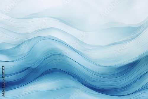 Ocean water waves illustration, blue wavy lines for copy space text. Teal lake wave flowing motion web banner. Sea foam watercolor effect backdrop. Pool water fun ripples abstract cartoon . 