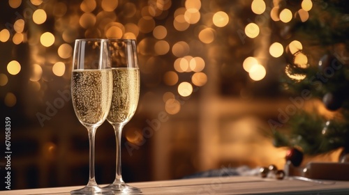  Champagne Glasses Sparkling with Christmas Cheer