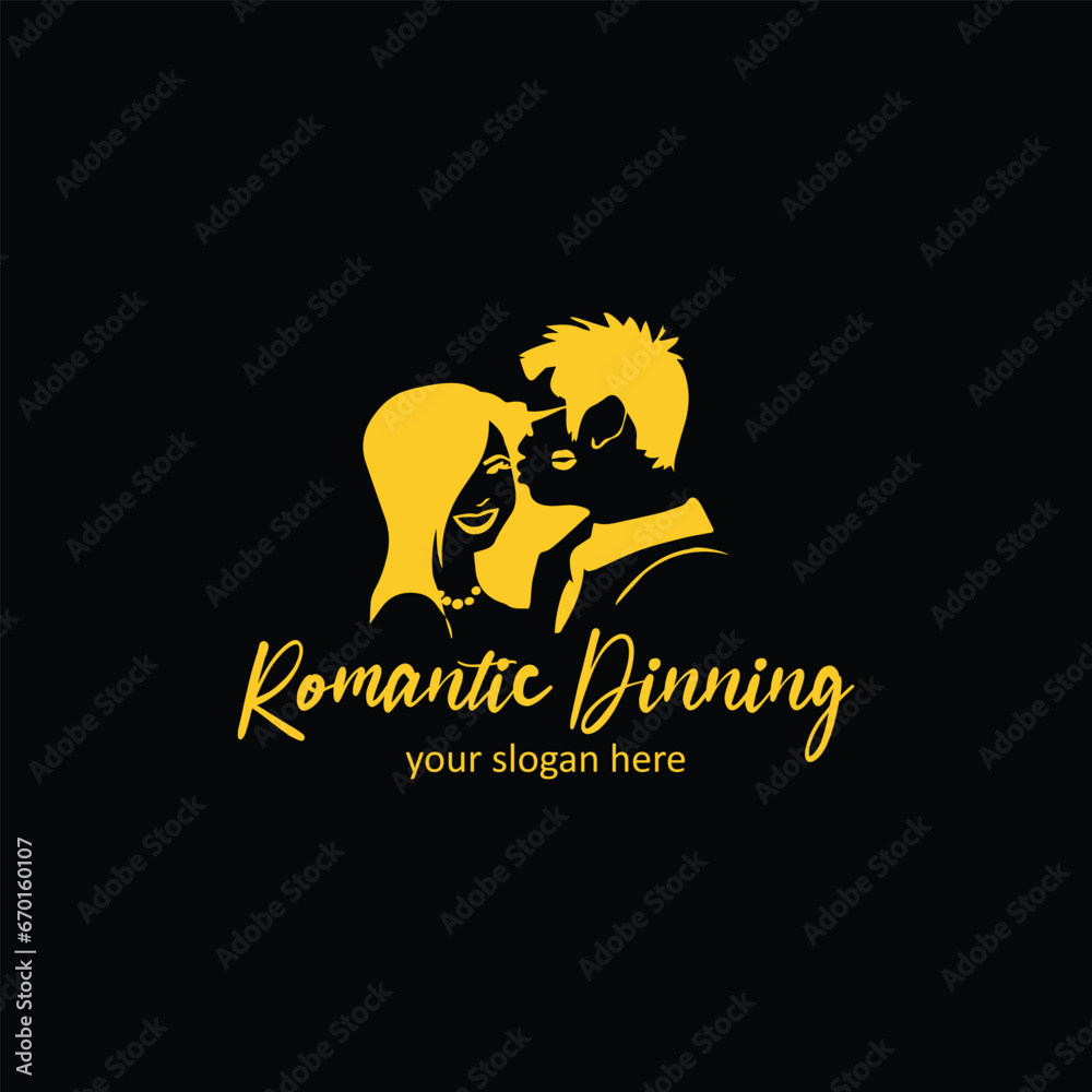 romantic couple dating logo design vector format