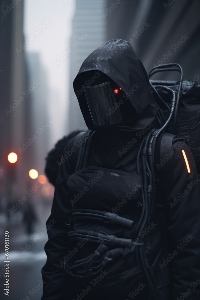 Futuristic ninja in a mask