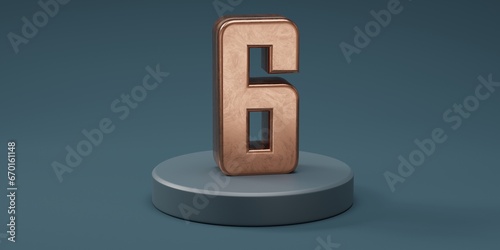 3D render 6 number gold style for discount