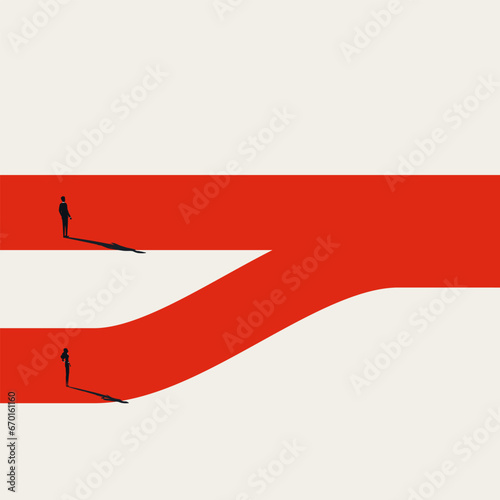 Business equality minimal illustration. Symbol of woman emancipation, empowerment. Editable vector concept.