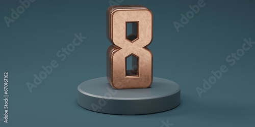 3D render 8 number gold style for discount