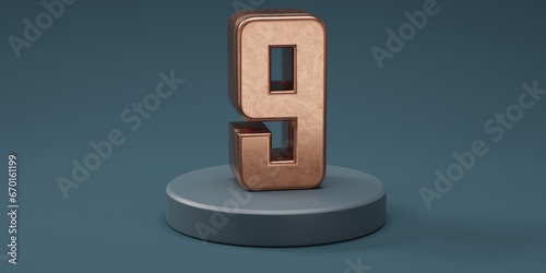 3D render 9 number gold style for discount