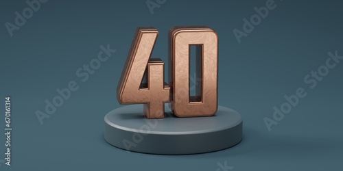 3D render 40 number gold style for discount