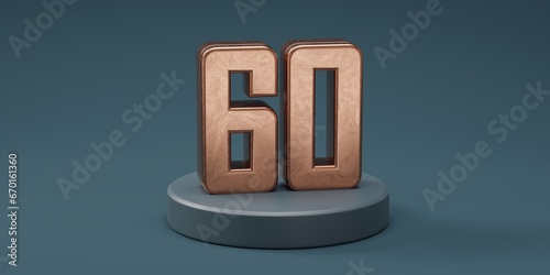 3D render 60 number gold style for discount