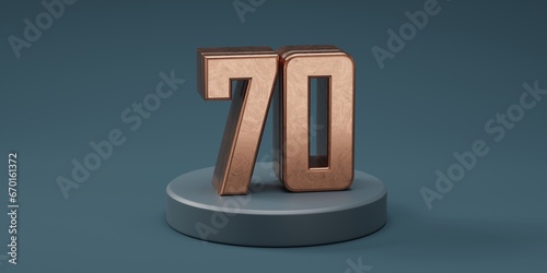 3D render 70 number gold style for discount