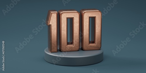 3D render 100 number gold style for discount