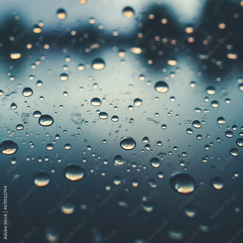Raindrops circles. Raindrops making circles on the lake while raining background. Rainy and moody weather background photo. 