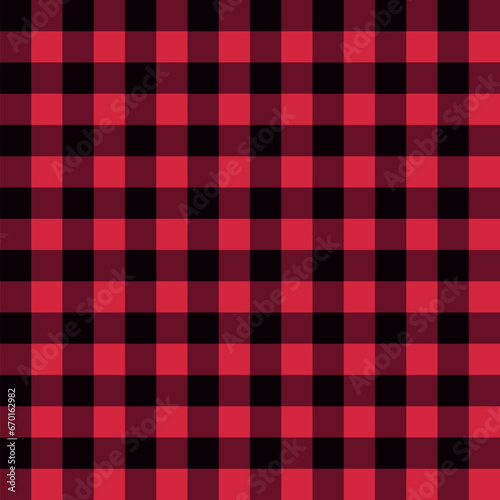 plaid flannel pattern, black and red checkered seamless repeatable texture, vector