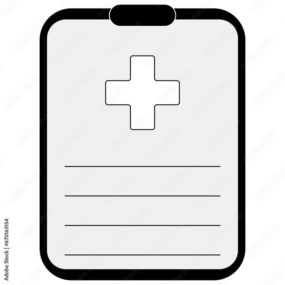 Fototapeta premium medical record clipboard, medical report document, vector illustration