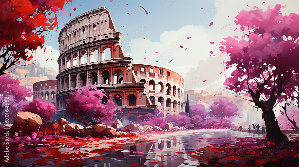 Watercolor painting of Colosseum - obrazy, fototapety, plakaty 