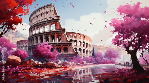 Canvastavla Watercolor painting of Colosseum