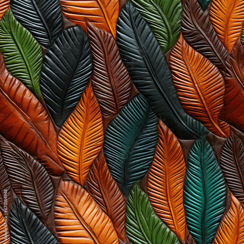 Seamless embossed leather leaves texture