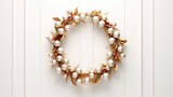 This modern Christmas wreath with bells on a white wall sets the mood. Minimalist and festive, it's the perfect decoration for a stylish Merry Christmas celebration