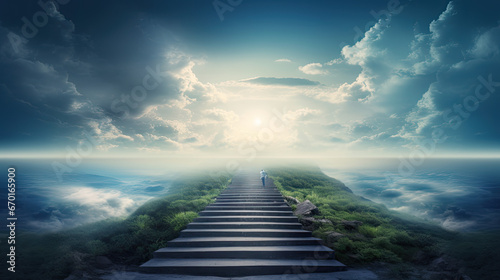 stairway to the top of the hill, move forward, new year concept