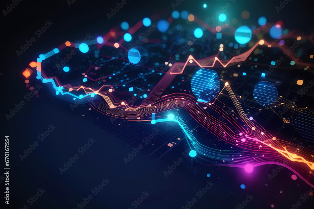 abstract background of graphics and diagrams, forecasts of innovative research, background for scientific or economic presentation with space for text - obrazy, fototapety, plakaty 